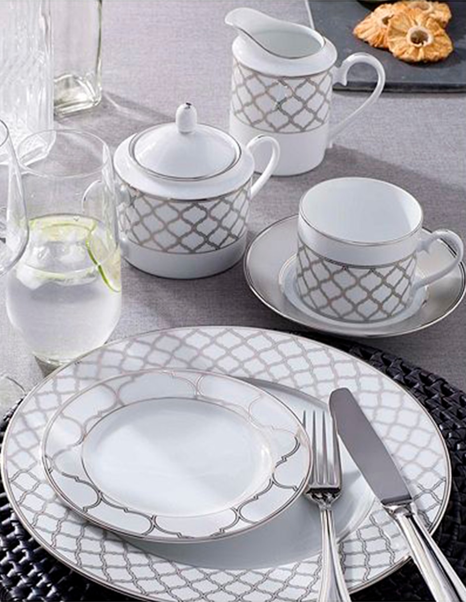 Vajilla cerrada Noritake Eternal Palace Platinum de porcelana