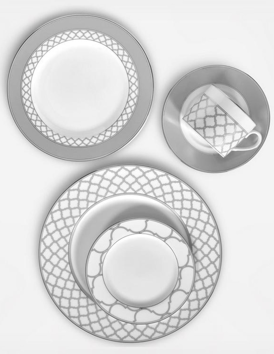 Vajilla cerrada Noritake Eternal Palace Platinum de porcelana