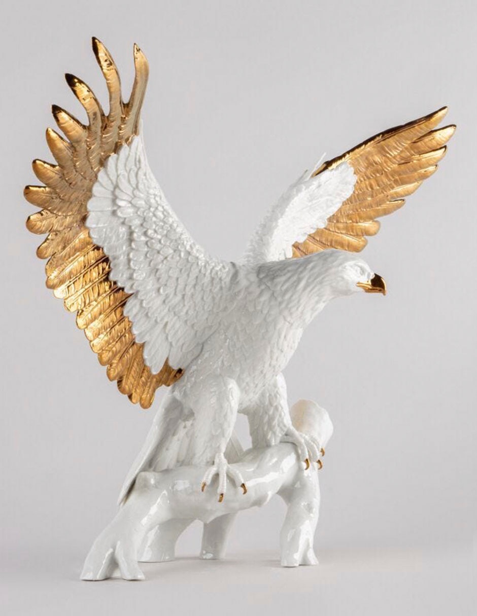 Escultura lladró águila de la libertad de porcelana