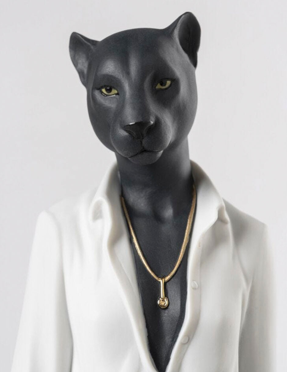 Escultura lladró panther woman de porcelana