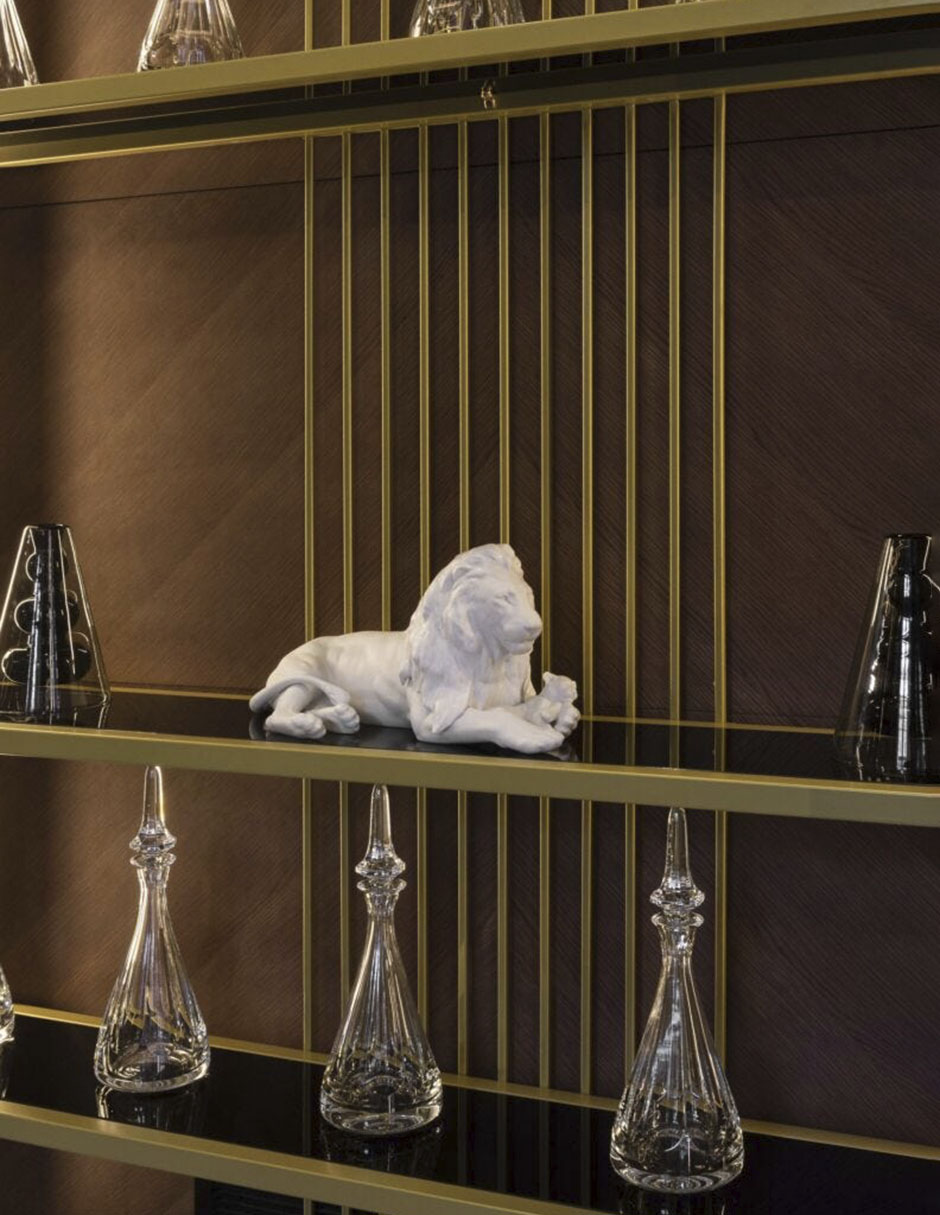 Escultura lladró lion with cub de porcelana
