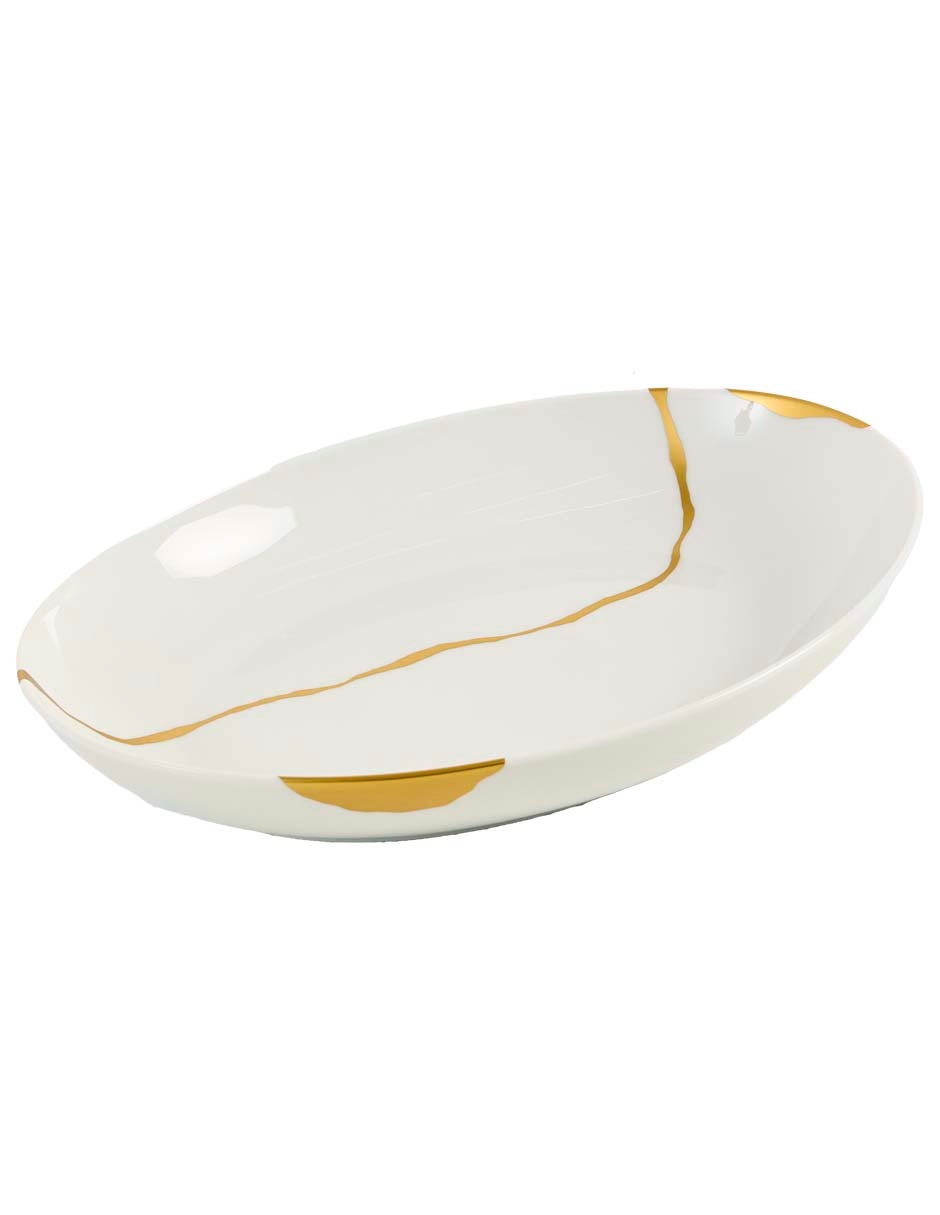Plato hondo Kintsugi de porcelana