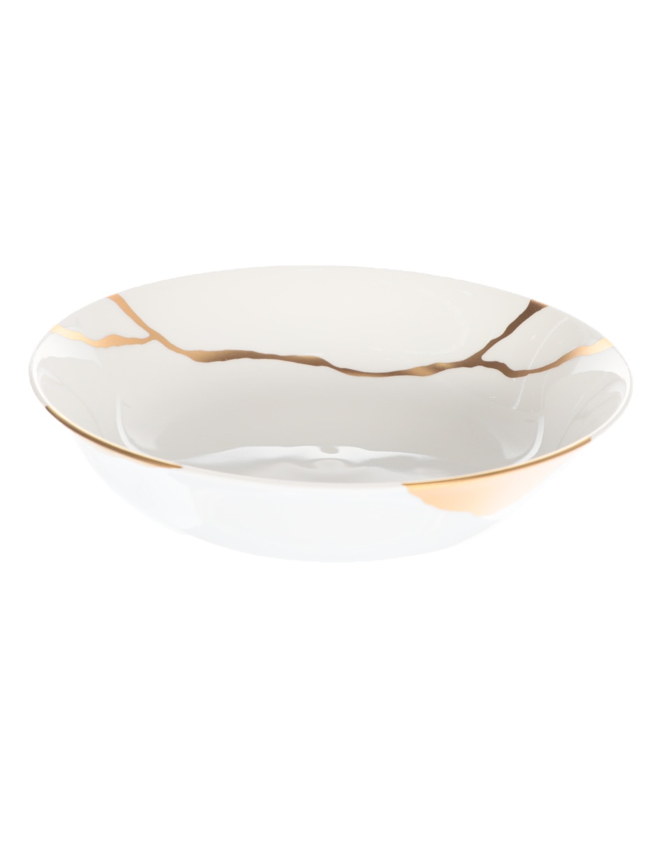 Plato hondo Kintsugi de porcelana