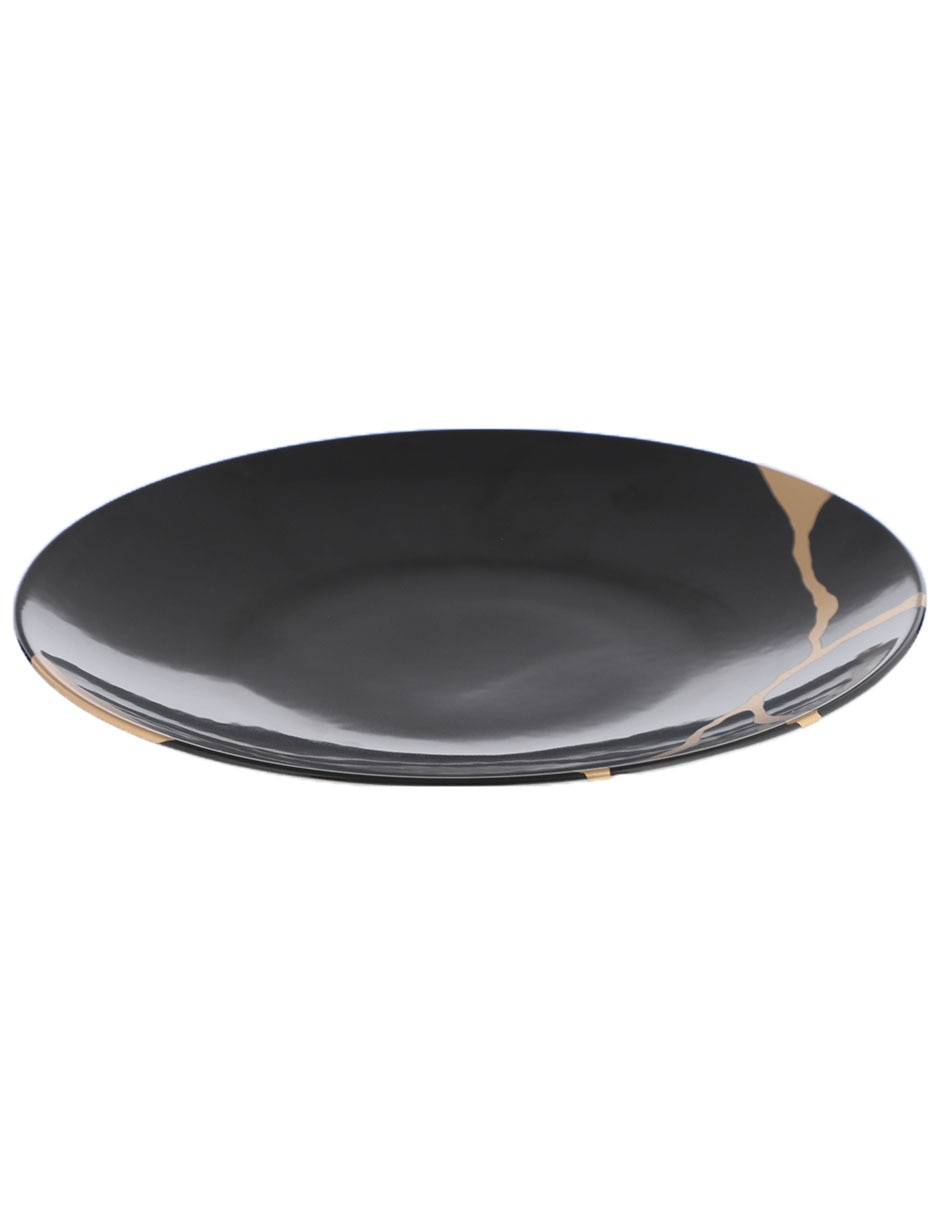 Plato ensalada Kintsugi Coal de porcelana Plato ensalada Kintsugi Coal de porcelana