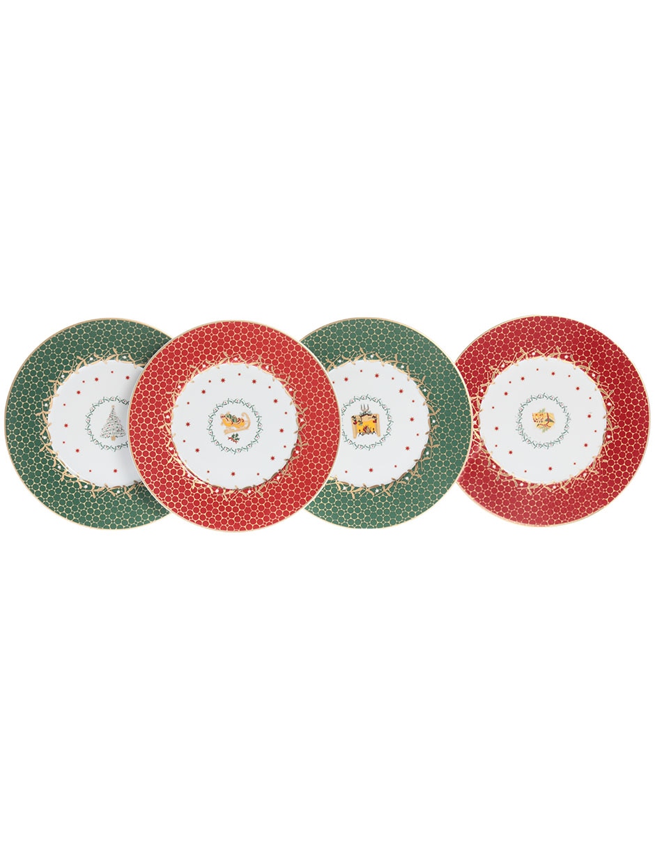 Set platos Noel de porcelana 4 piezas Set platos Noel de porcelana 4 piezas