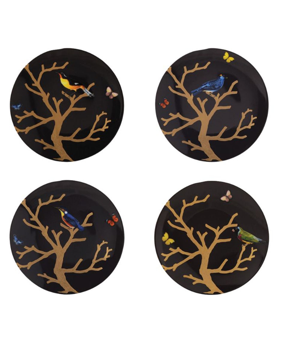 Set platos trinche Aux Oiseaux de porcelana 4 piezas Set platos trinche Aux Oiseaux de porcelana 4 piezas