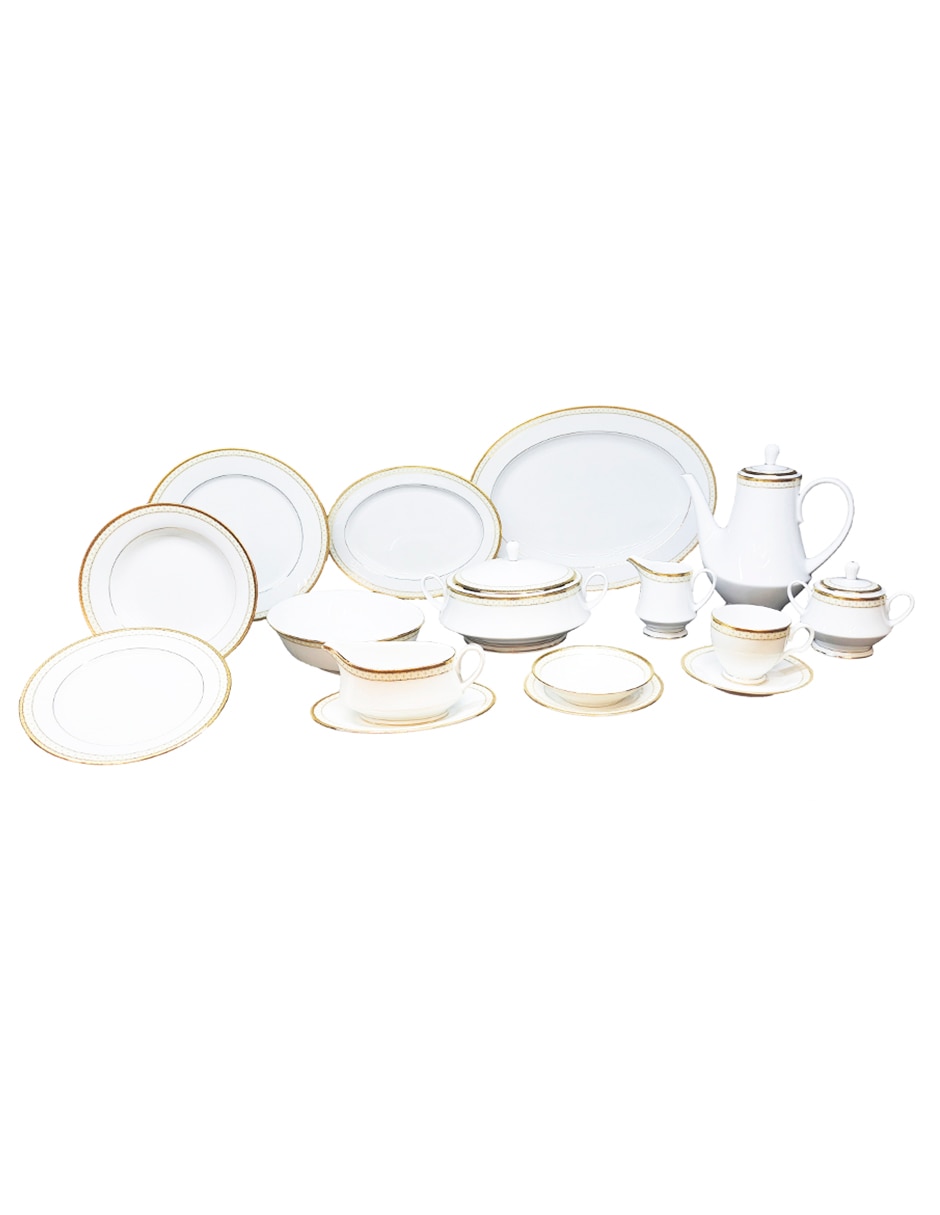 Vajilla cerrada rochester gold de porcelana para 12 personas Vajilla cerrada rochester gold de porcelana para 12 personas