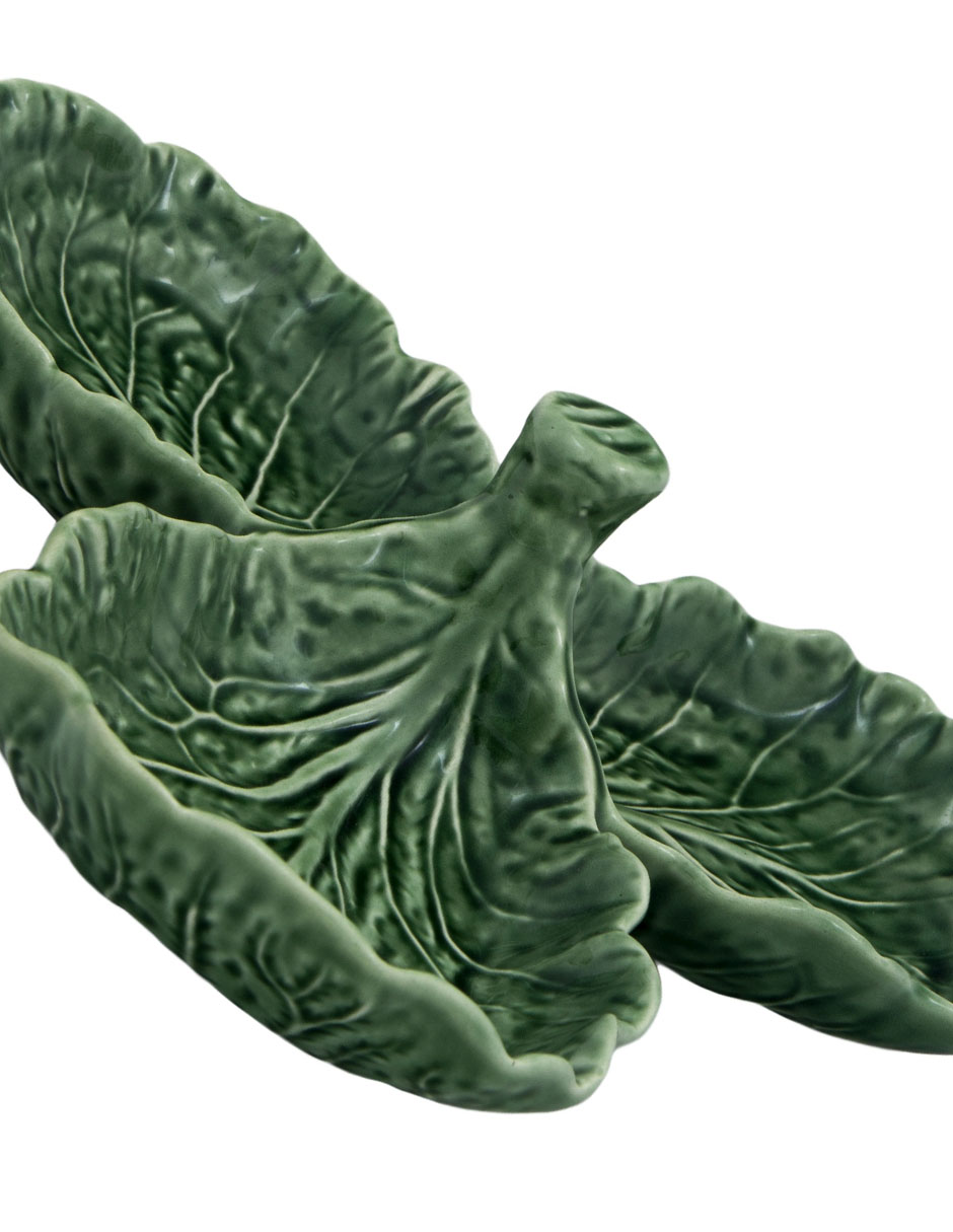 Botanero Bordallo Pinheiro Couve de Cerámica con 3 divisiones