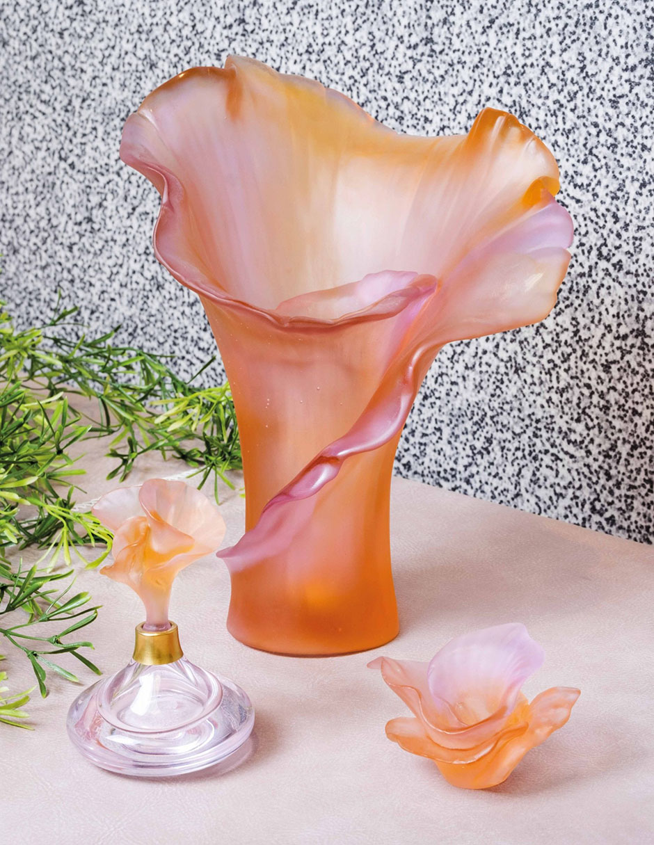 Florero Daum Arum Rose de cristal