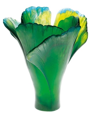 Florero Daum Ginkgo de cristal