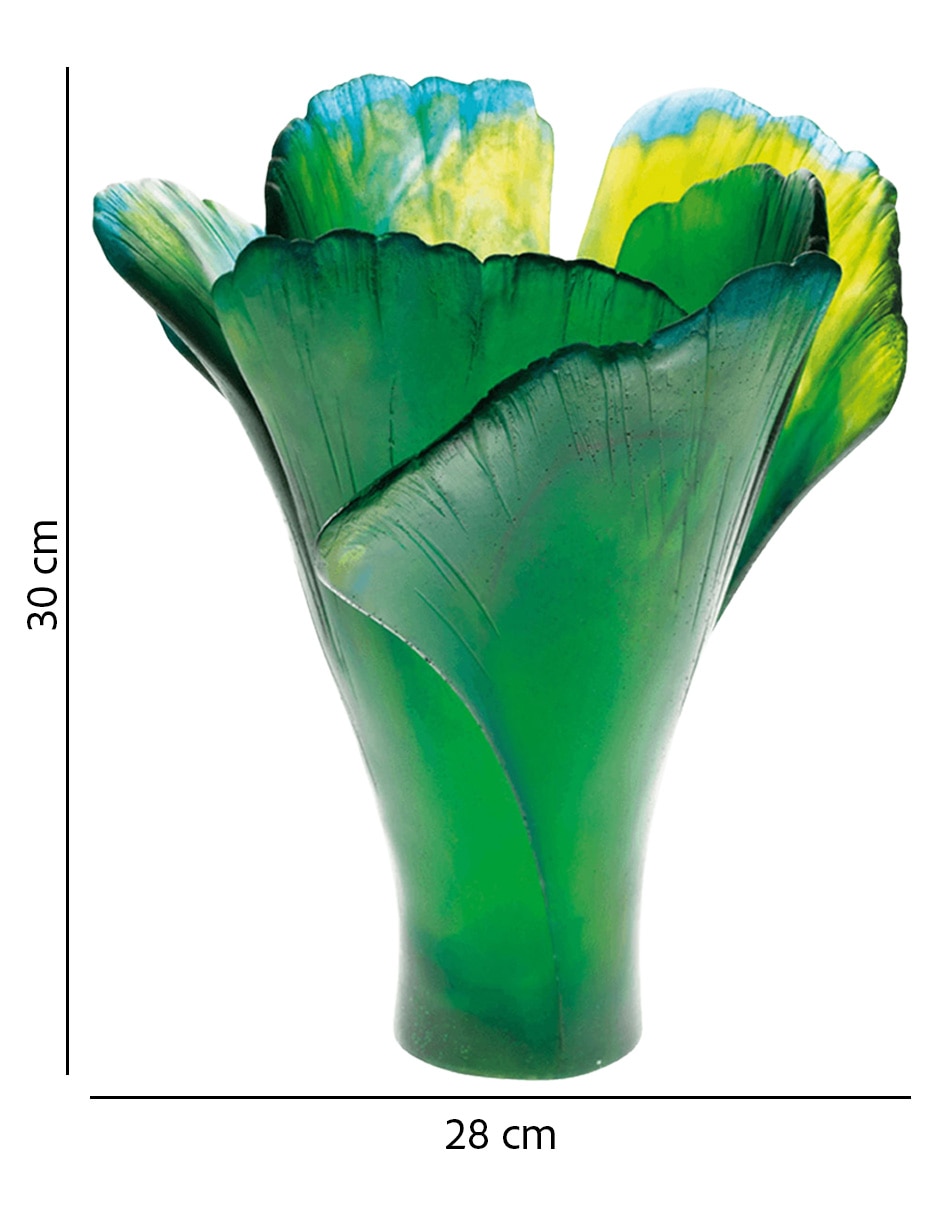 Florero Daum Ginkgo de cristal
