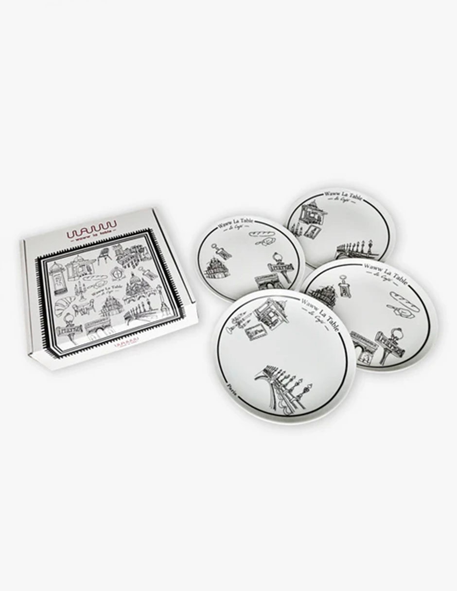 Set platos ensalada Paris X Paris de porcelana 4 piezas