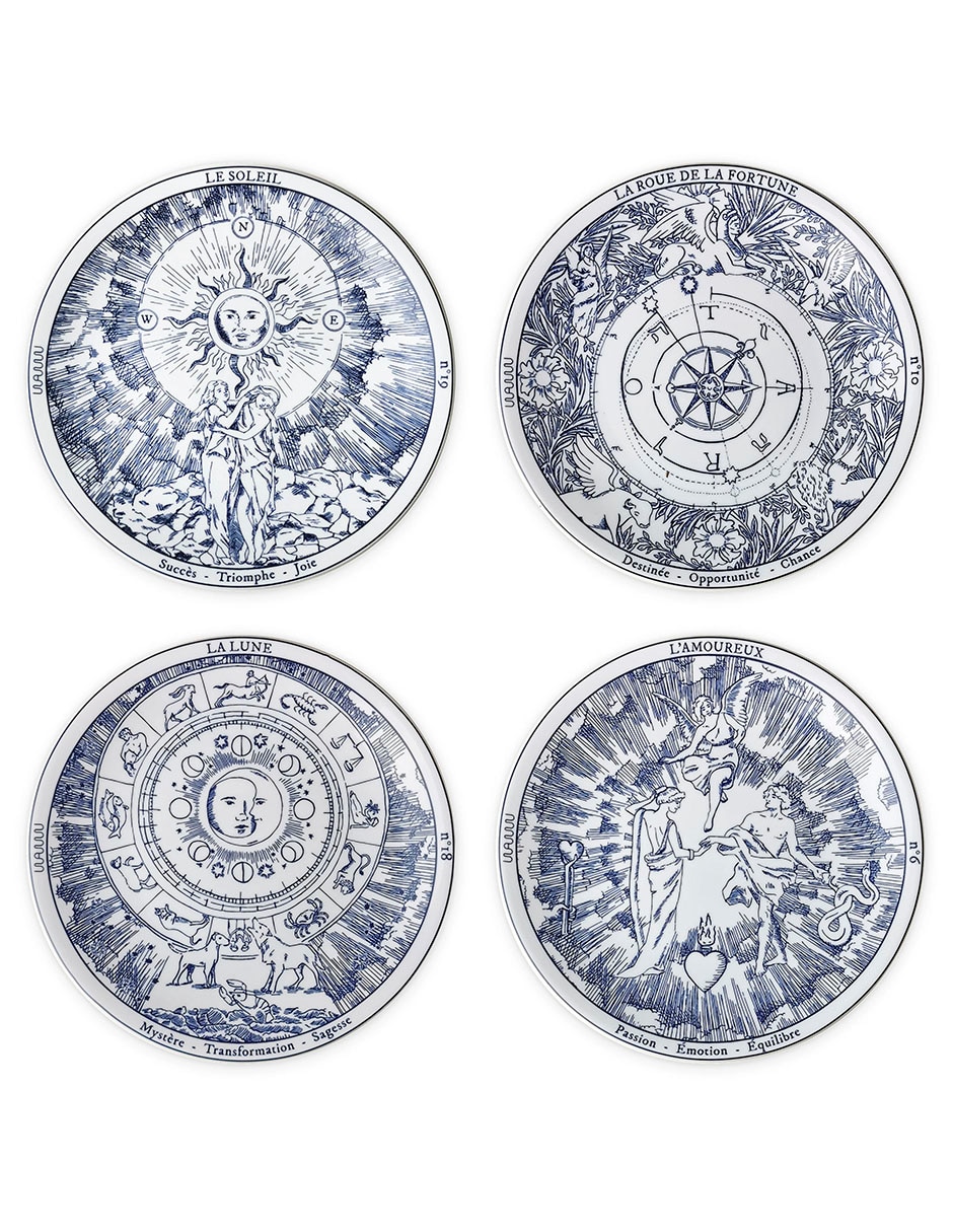 Set platos trinche Tarot de porcelana 4 piezas