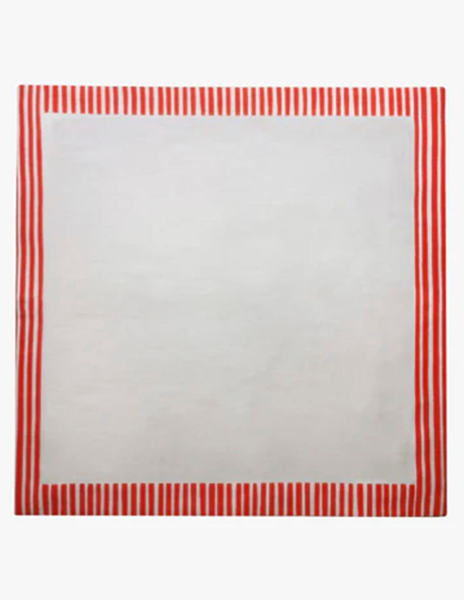 Mantel cuadrado de lino Rayée