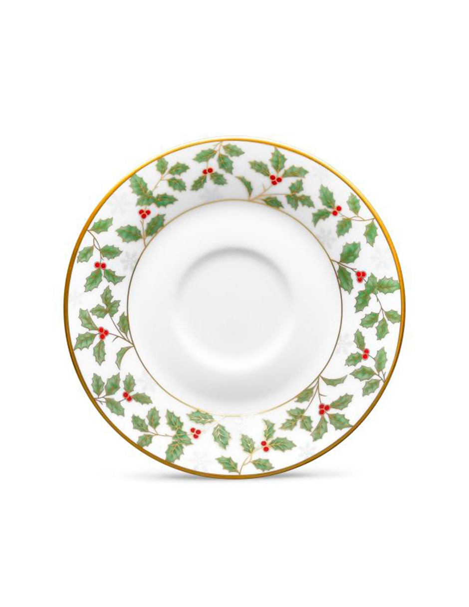 Plato para taza Holly & Berry de porcelana