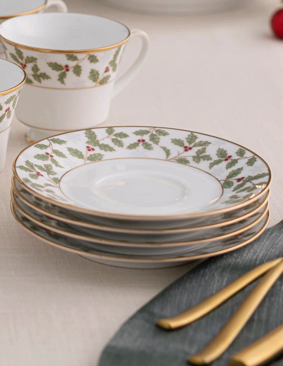 Plato para taza Holly & Berry de porcelana 3
