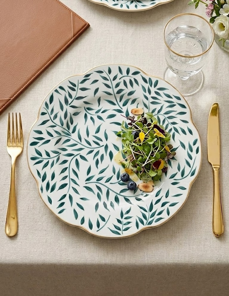 Plato ensalada Olivier Green de porcelana