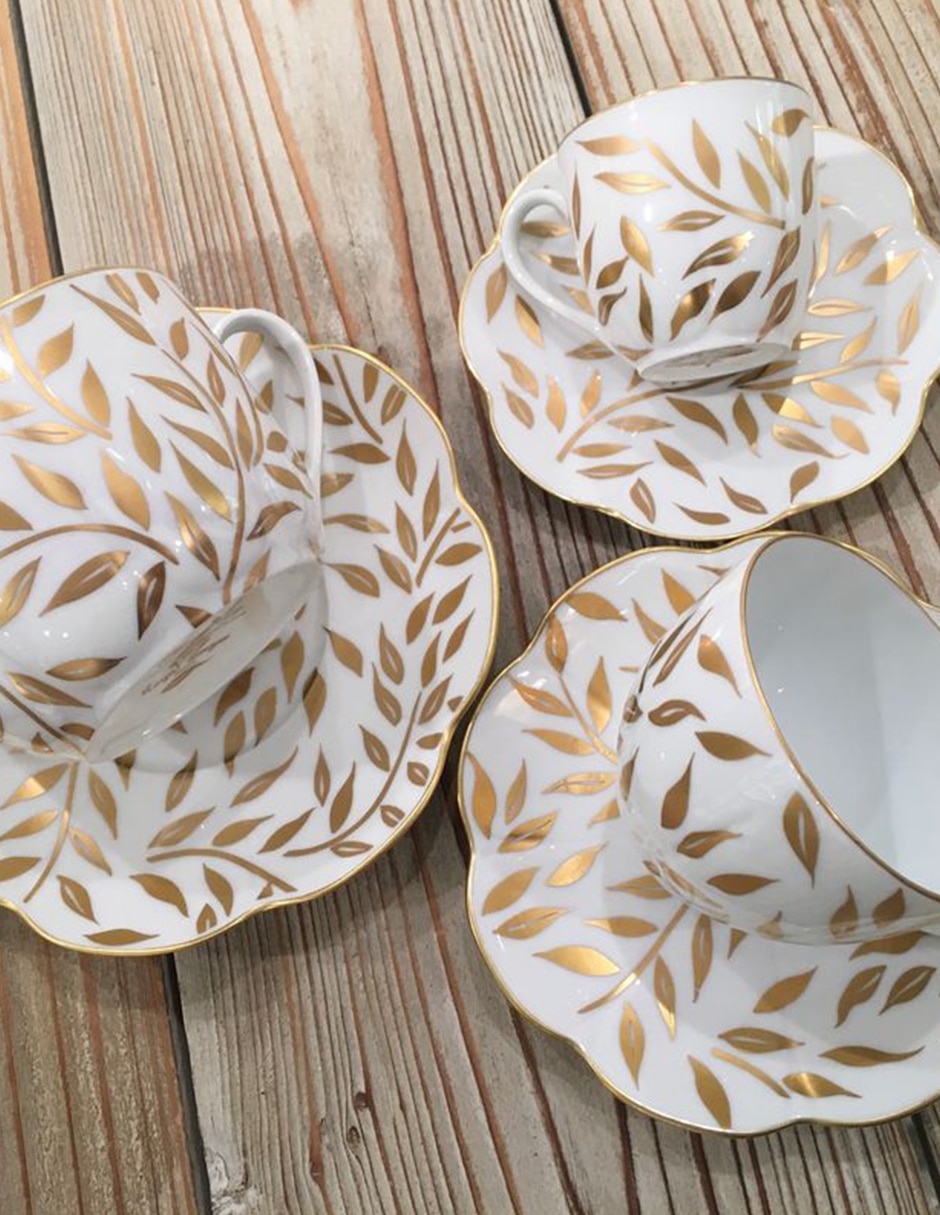 Plato pan Royal Limoges Olivier Gold de porcelana