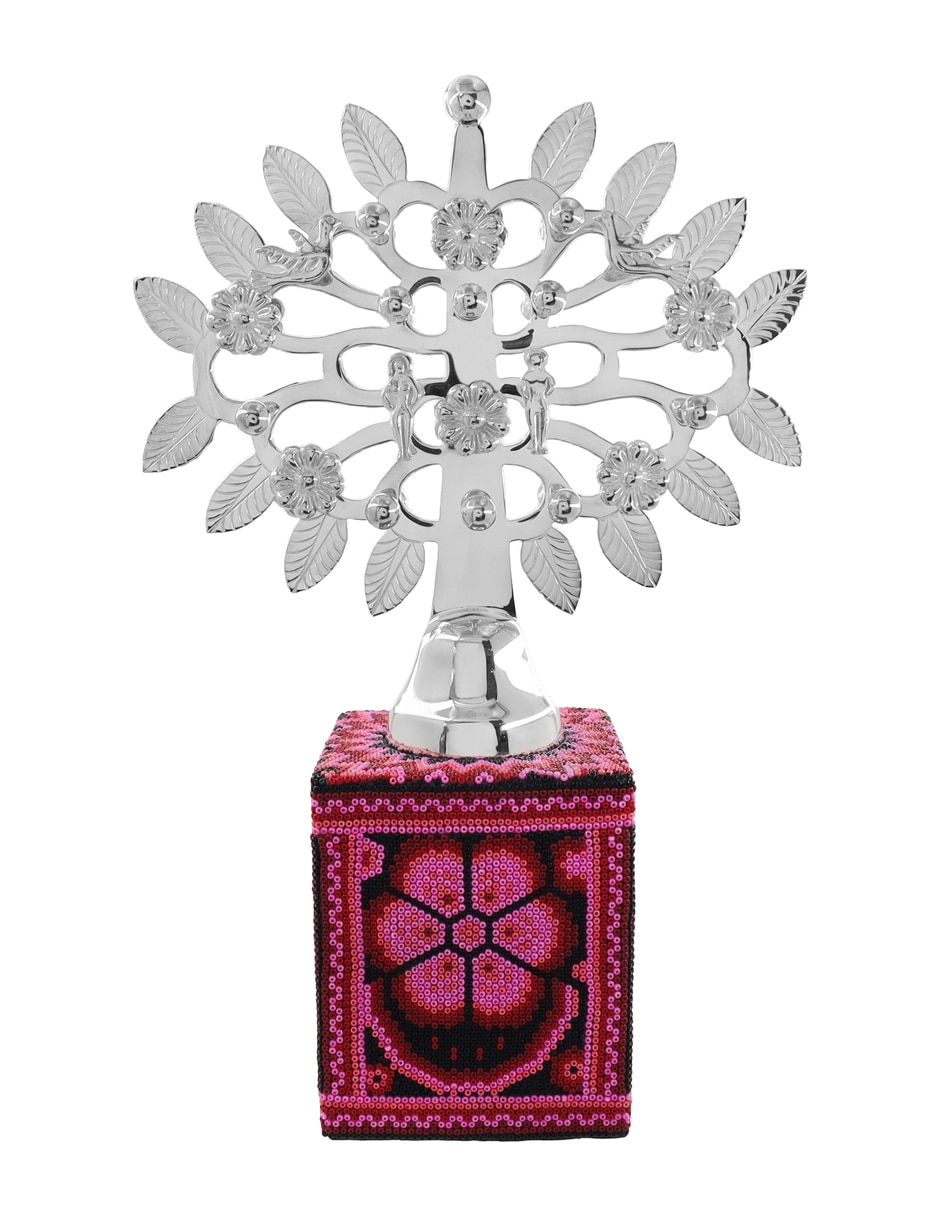 Figura decorativa árbol de la vida de baño plata 1