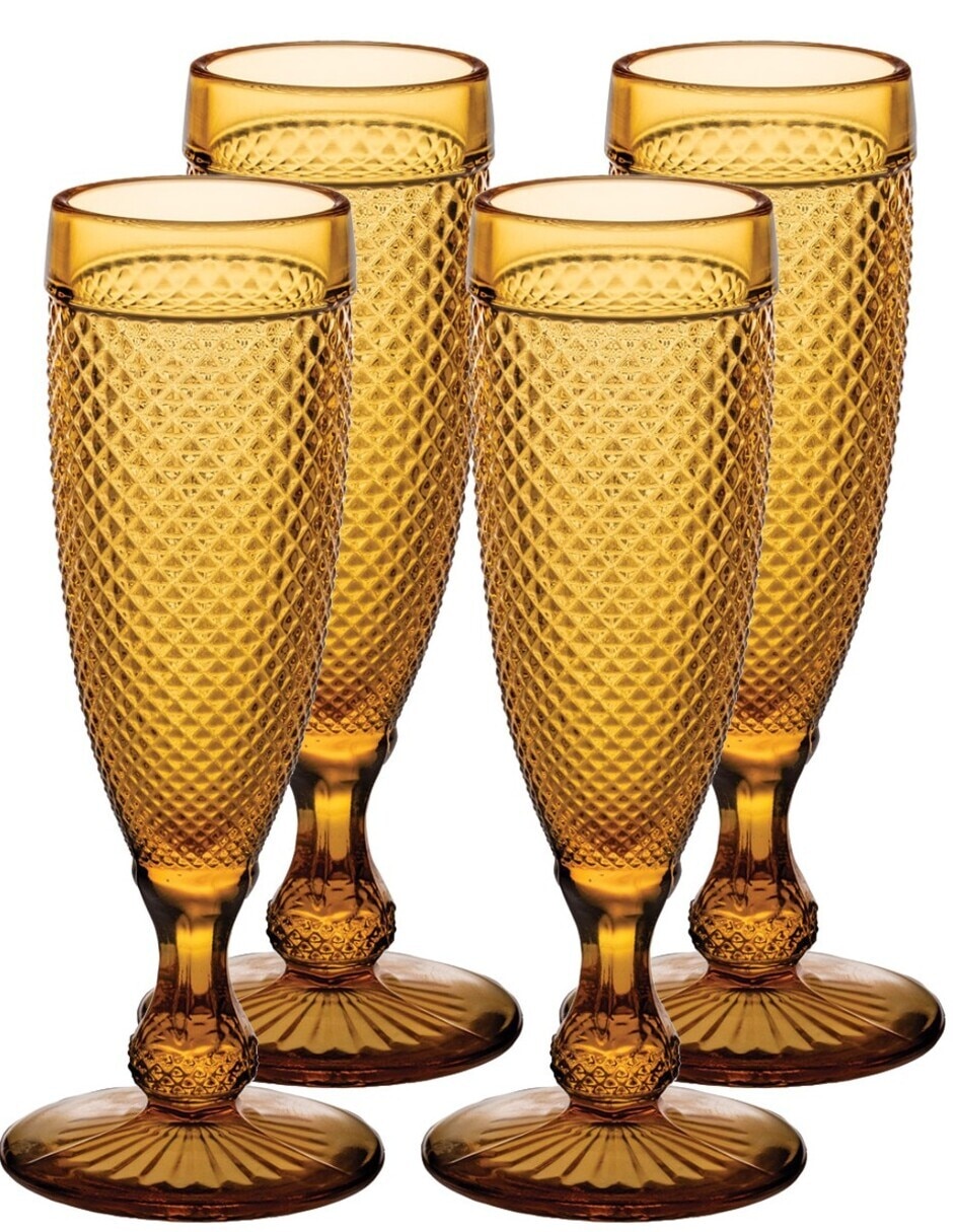 Set de copas flauta de vidrio 4 piezas